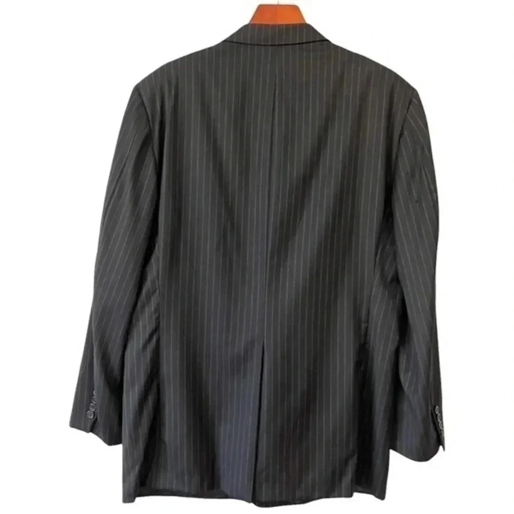 Hickey Freeman 100% Wool Men’s Pinstripes Sport Coat in Black Size 46R - Picture 6 of 10